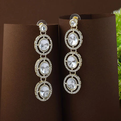 Classic White Color Kundan Earrings Perfect for Weddings, Parties, and Cultural Occasions