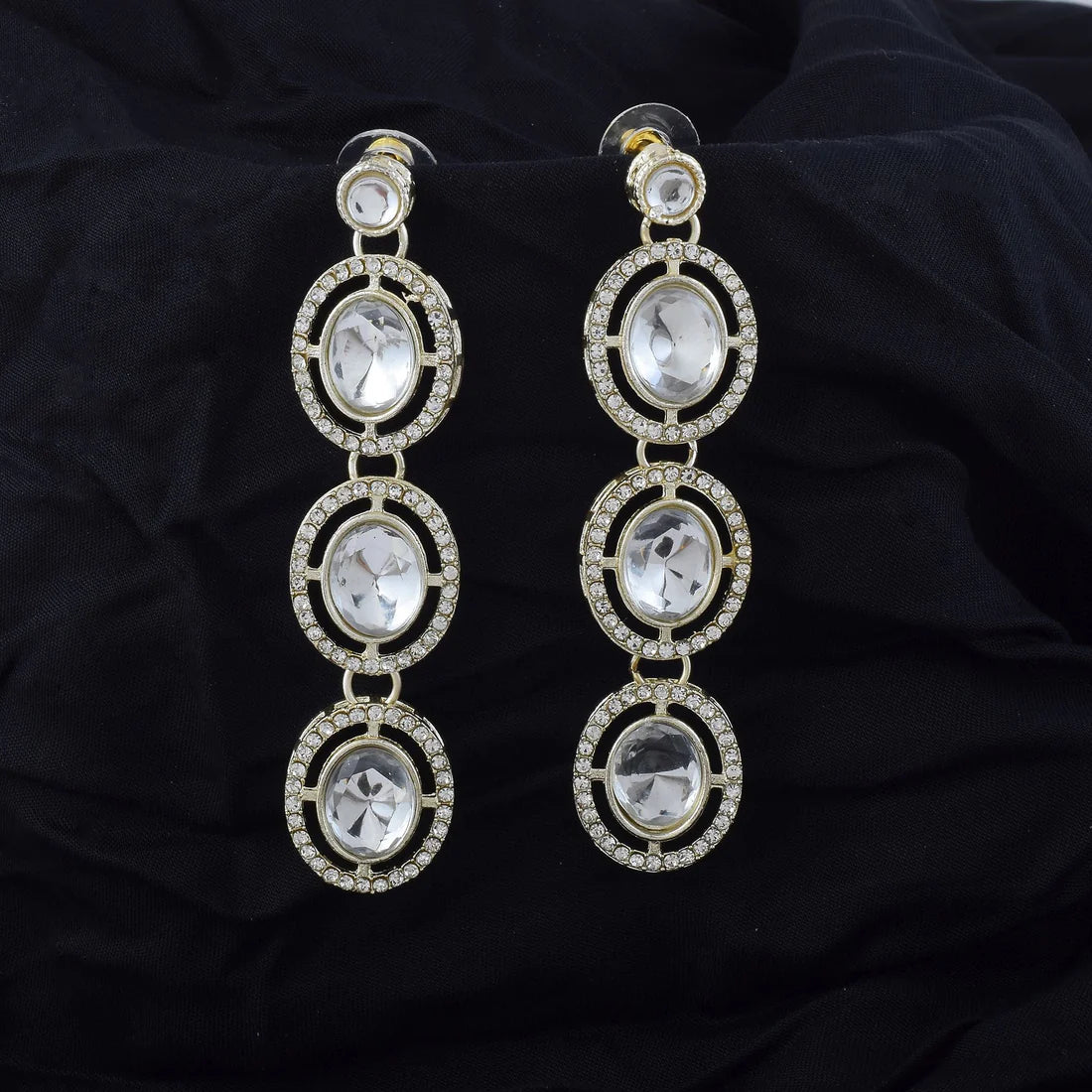 Classic White Color Kundan Earrings Perfect for Weddings, Parties, and Cultural Occasions