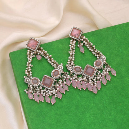 Pink Color Kundan Earrings Perfect For Festive And Wedding Functions