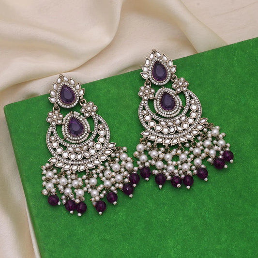 Purple Color Kundan Earrings Inspired By Royal Festive Jewellery Trends
