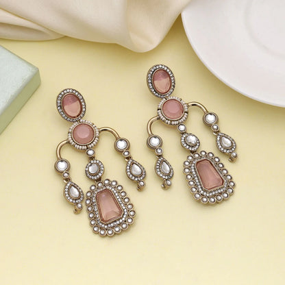 Pink Color Kundan Earrings With Soft Glamour And Traditional Appeal