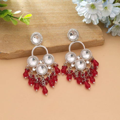 ALL Green Color Ethnic Party Wear Kundan Earrings With Royal Traditional Style