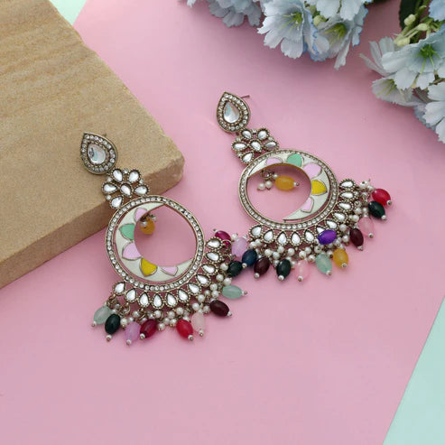 ALL Color Meena Work Kundan Earrings Stylish Traditional Ethnic Designer Jewelry Piece