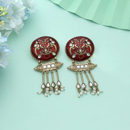 ALL Color Meena Work Kundan Earrings Stylish Feminine Traditional Jewelry