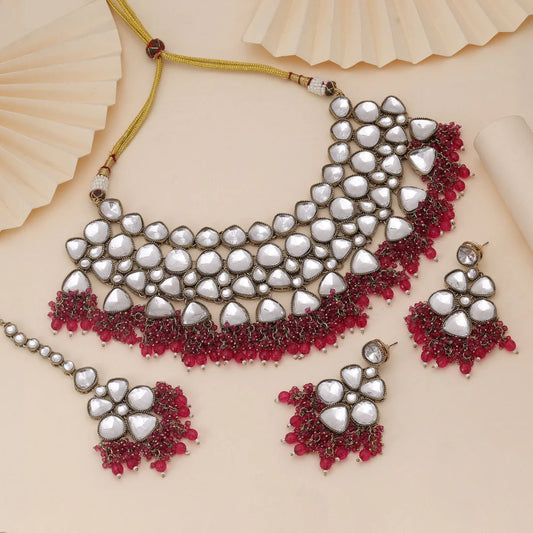 Rani Color Kundan Necklace Set Inspired By Royal Indian Jewellery Heritage