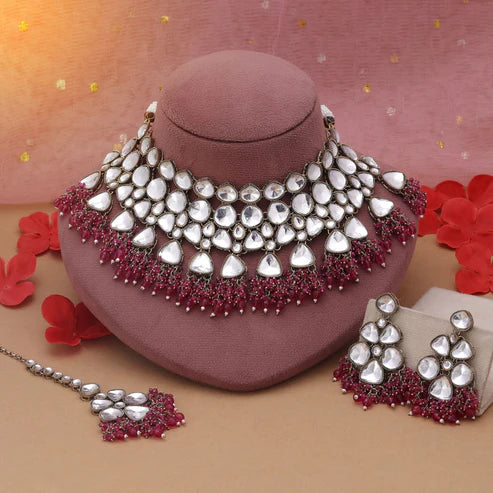 Rani Color Kundan Necklace Set Inspired By Royal Indian Jewellery Heritage