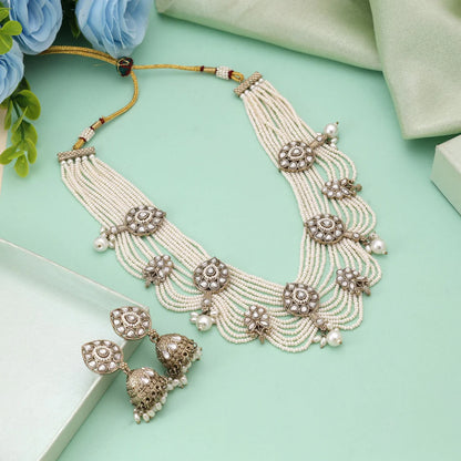 White Color Kundan Necklace Set With Minimal Yet Royal Ethnic Appeal