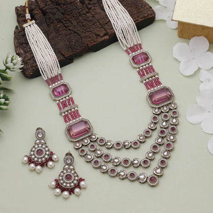 Rani Color Kundan Necklace Set With Royal Bridal Glow