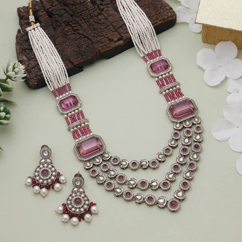 Rani Color Kundan Necklace Set With Royal Bridal Glow