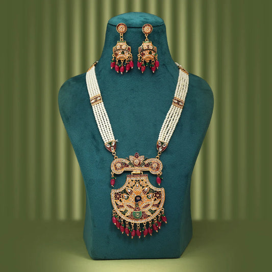 Elegant Multi Color Rajputi Jewellery Rani Haar With Traditional Royal Bridal Design