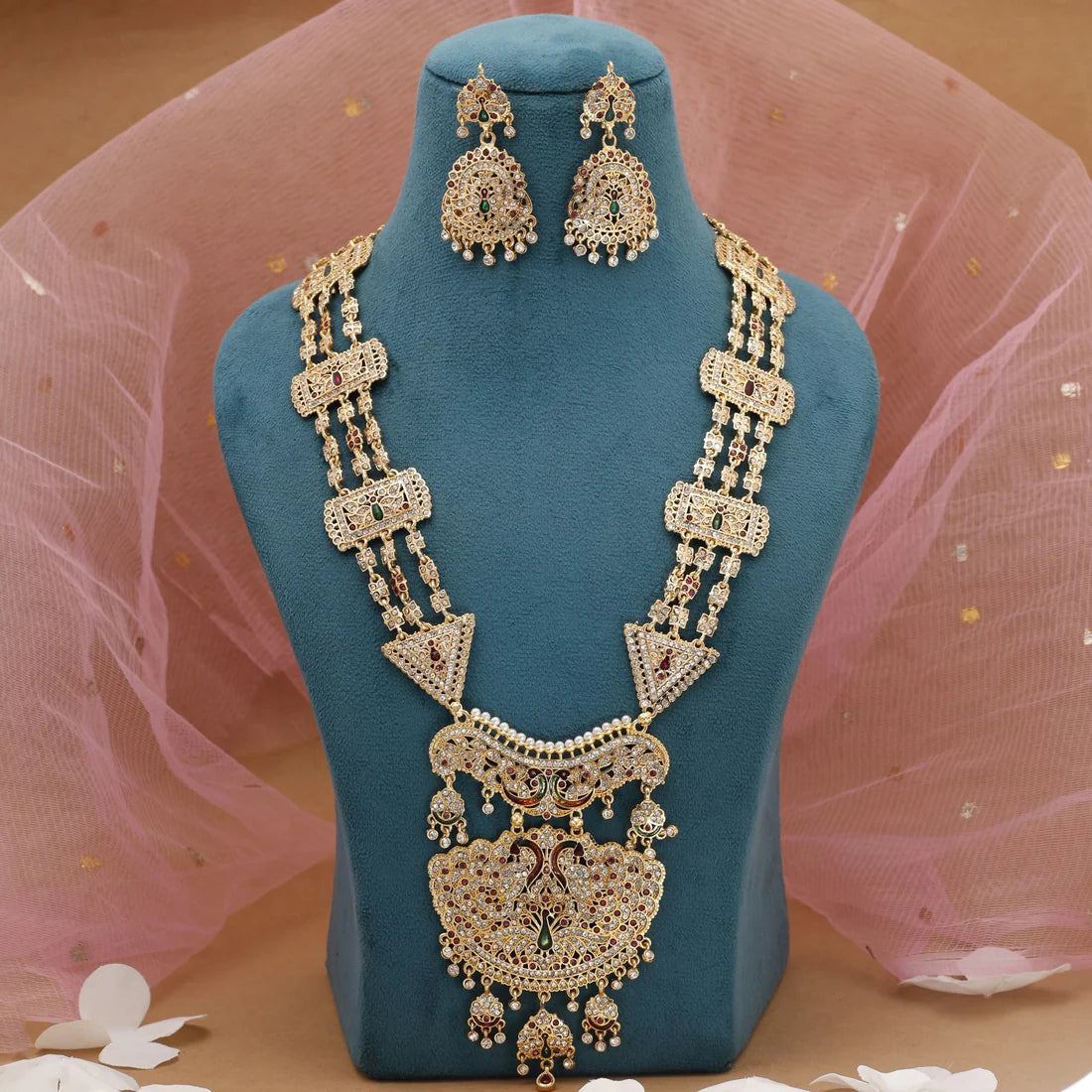 Multi Color Rajputi Jewellery Rani Haar Featuring Traditional Festive Charm