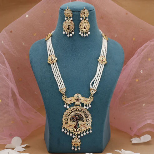 Multi Color Rajputi Jewellery Rani Haar Designed For Ethnic Occasions