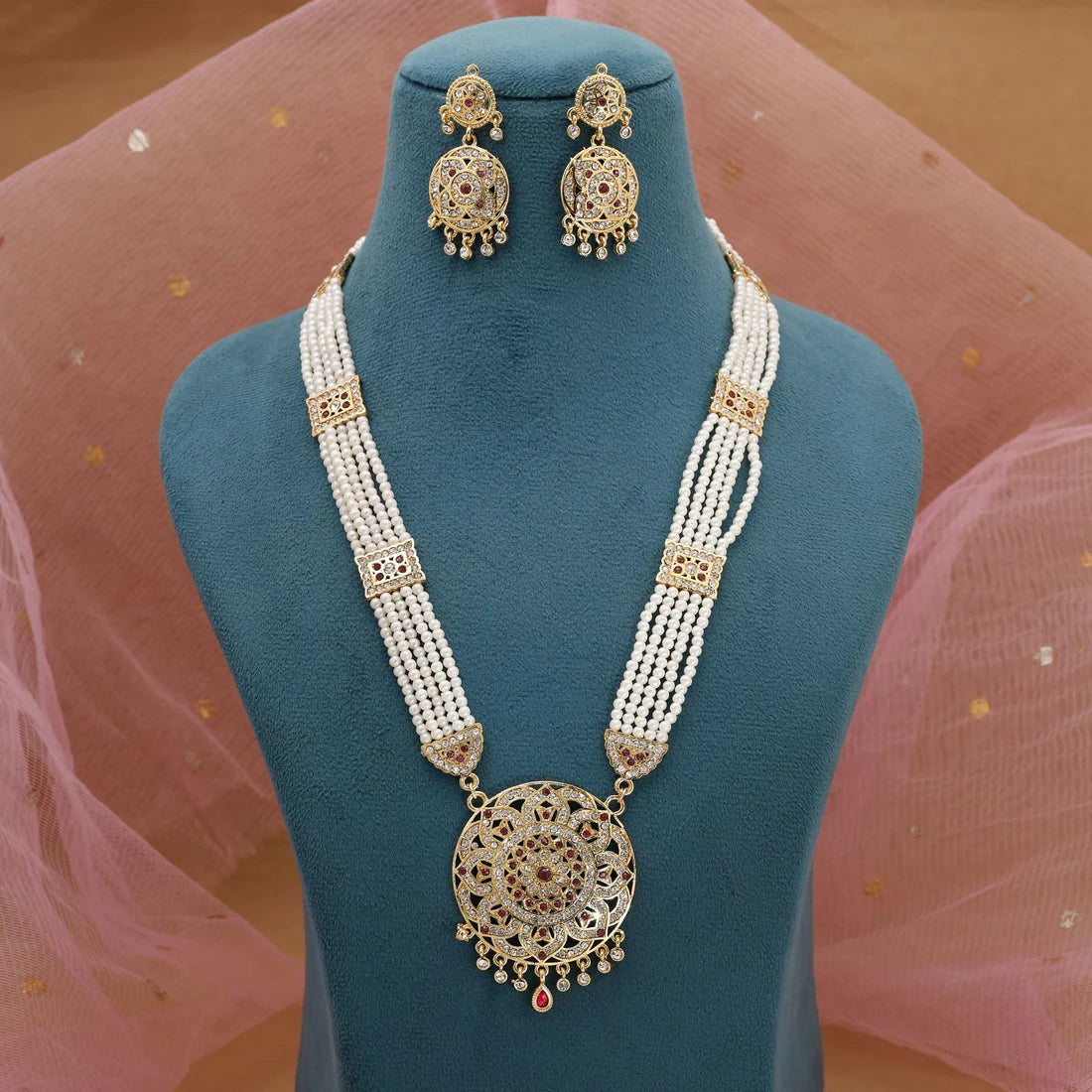 Rani Color Rajputi Jewellery Rani Haar Styled For Traditional Celebrations