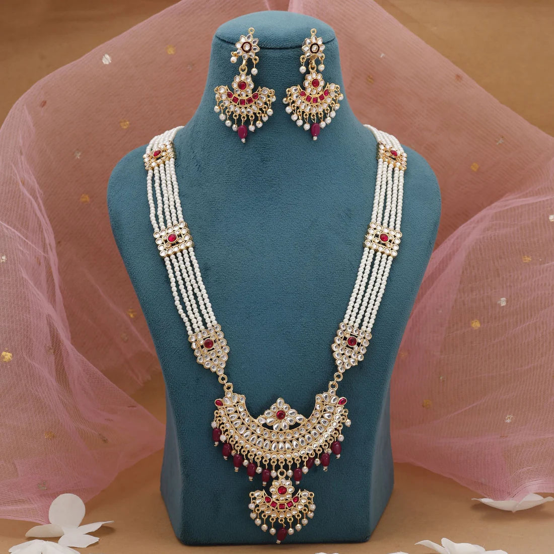 Rani Color Rajputi Jewellery Rani Haar With Elegant Cultural Design