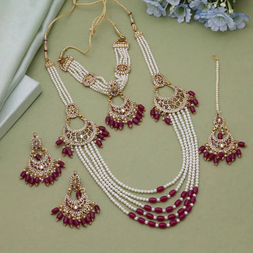 Rani Color Rajputi Jewellery Rani Haar With Classic Royal Statement