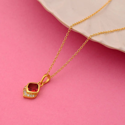 Ruby Color 925 Gold Plated Silver Pendan
