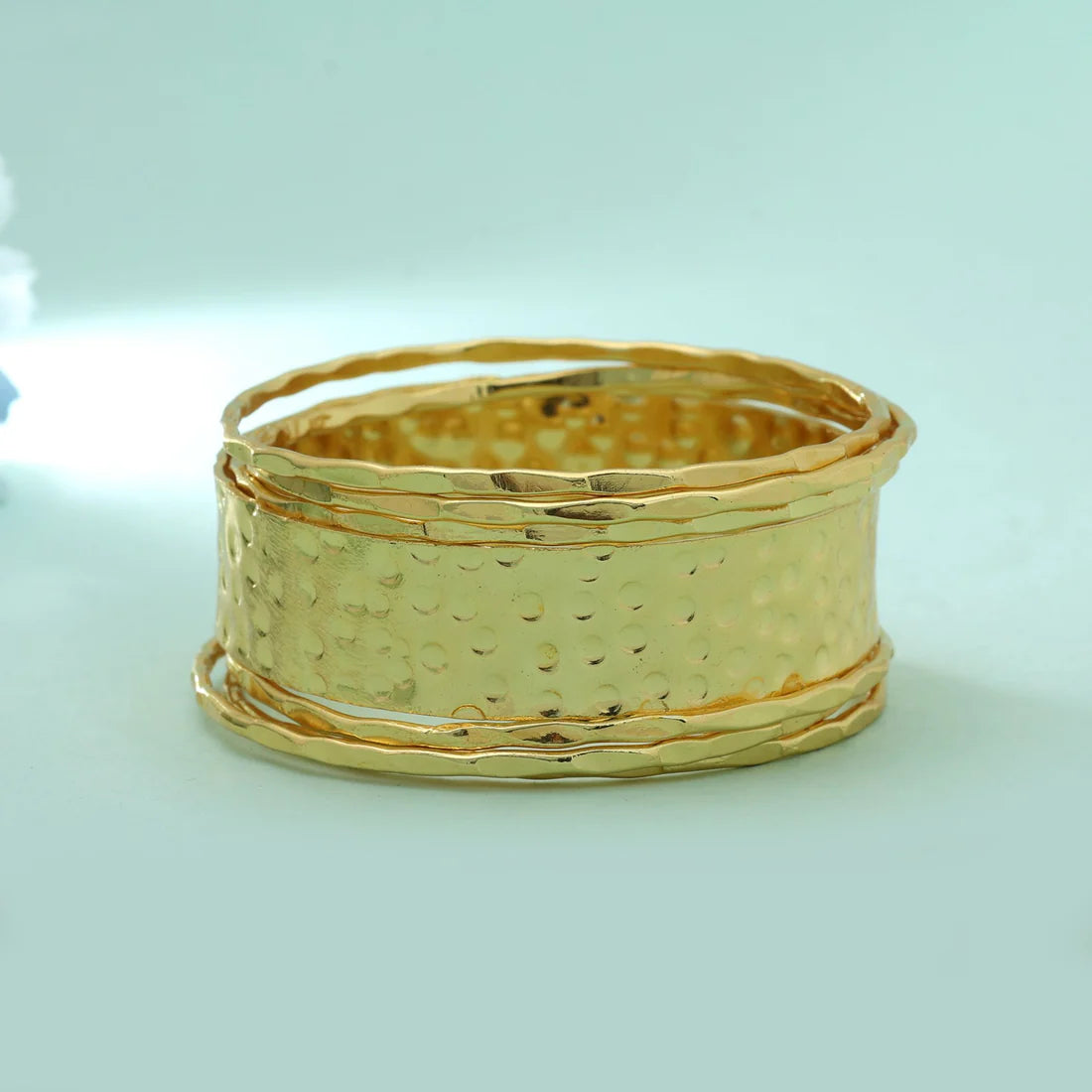 Gold Color Single Hand Bangles Set Size 2.4 Traditional Ethnic Jewelry Style