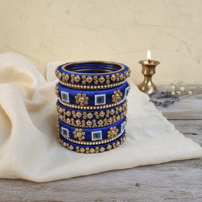 Blue Color 1 Set Of Thread Bangle Featuring Minimal Yet Traditional Design