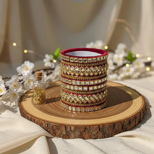 Maroon Color 1 Set Of Thread Bangle Designed For Traditional Festive Ethnic Wear