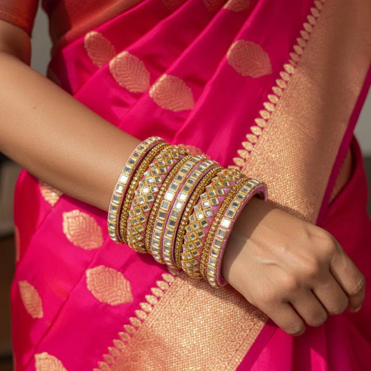 Pink Color 1 Set Of Thread Bangle Designed With Soft Hues For Graceful Looks