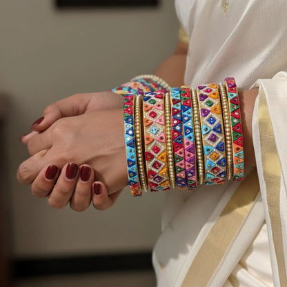 Multi Color 1 Set Of Thread Bangle Crafted For Bright Traditional Styling Needs
