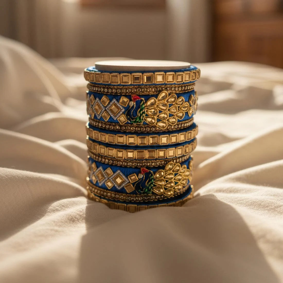 Blue Color 1 Set Of Thread Bangle Showcasing Bold And Elegant Craftsmanship