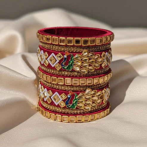 Maroon Color 1 Set Of Thread Bangle Inspired By Rich Indian Festive Traditions