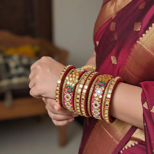 Maroon Color 1 Set Of Thread Bangle Inspired By Rich Indian Festive Traditions