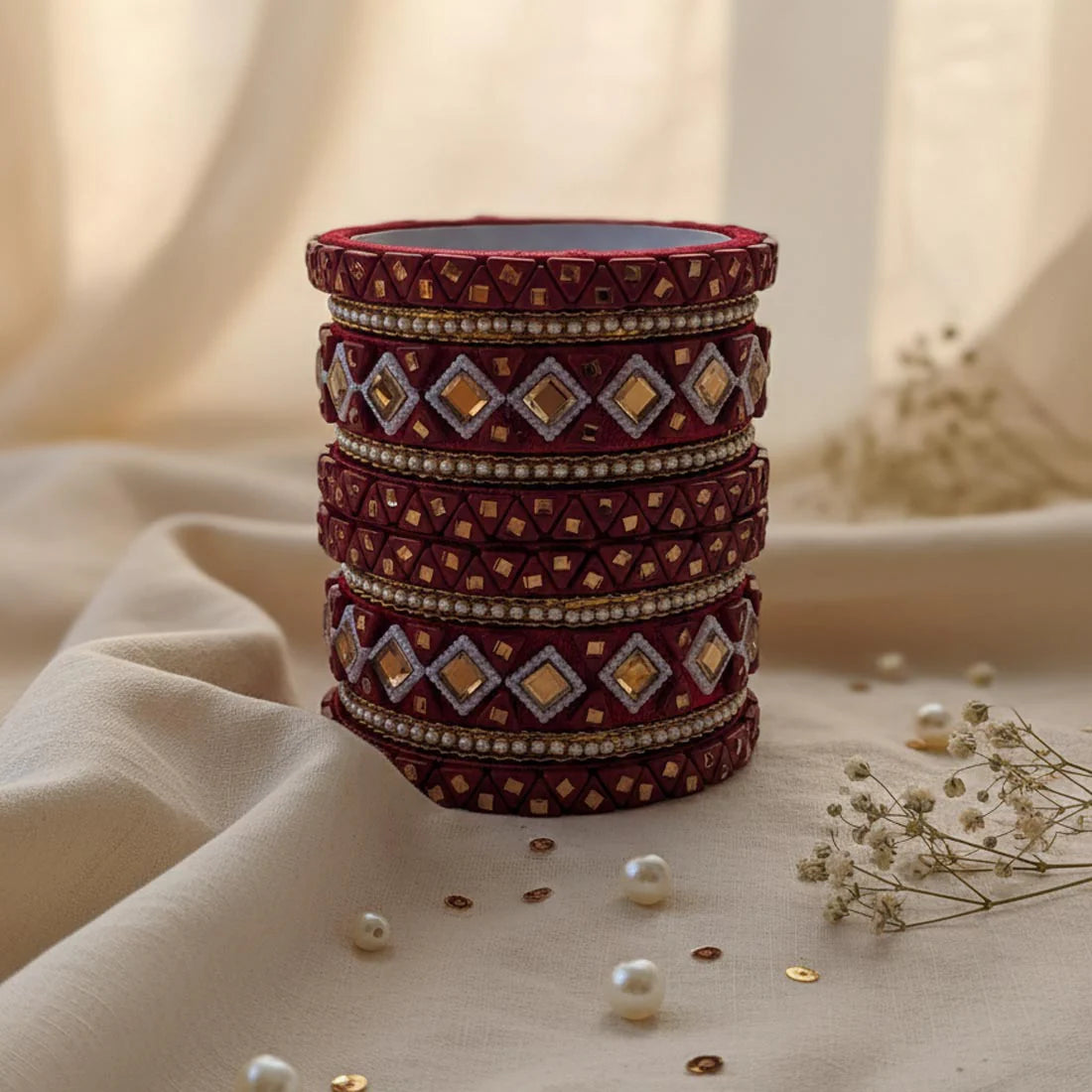 Maroon Color 1 Set Of Thread Bangle Designed For Timeless Traditional Elegance