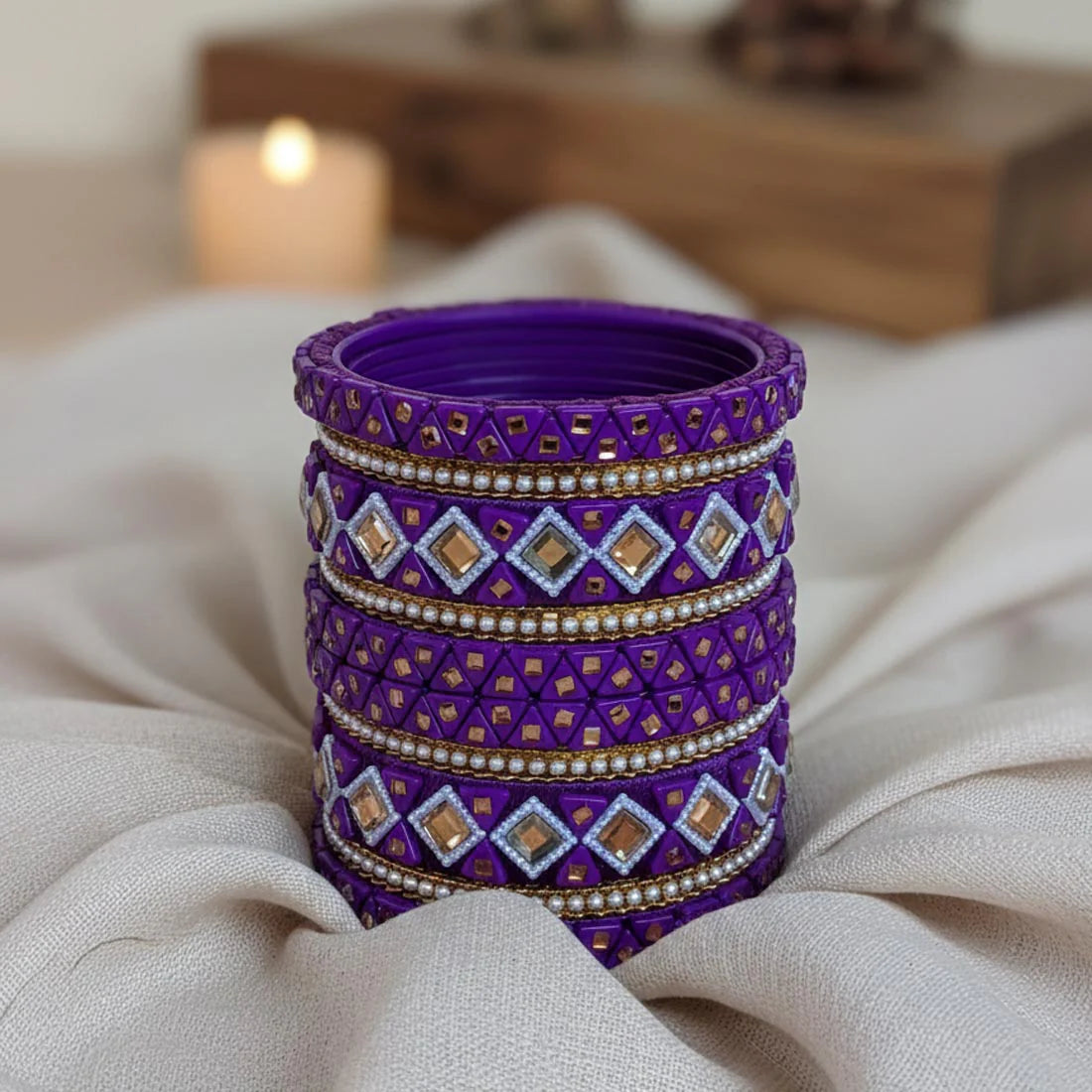Purple Color 1 Set Of Thread Bangle Inspired By Royal Indian Traditions