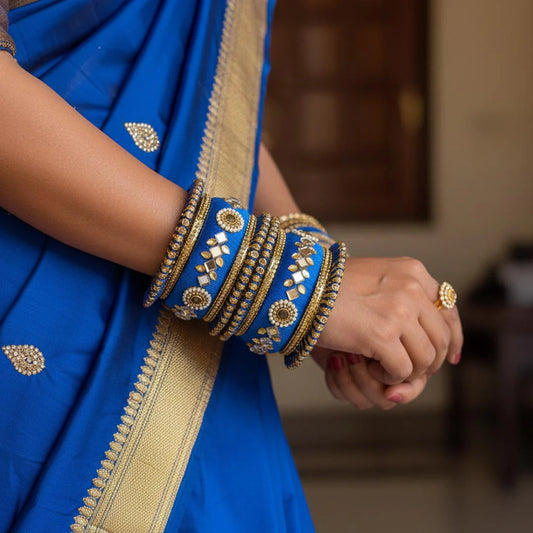 Blue Color 1 Set Of Thread Bangle Designed For Stylish Ethnic Pairing
