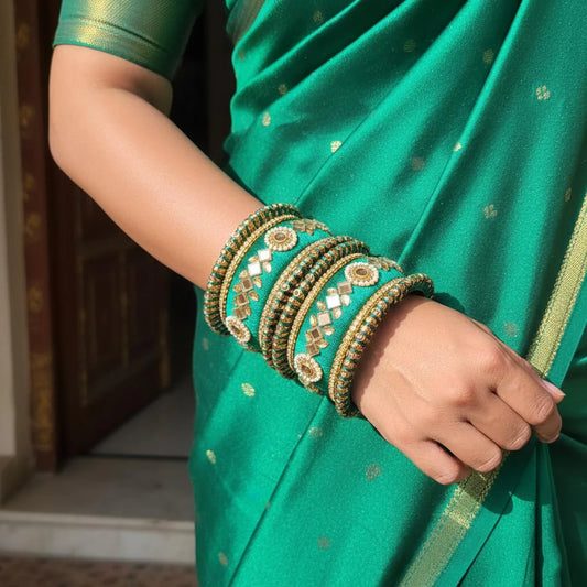 Green Color 1 Set Of Thread Bangle Inspired By Classic Indian Craftsmanship