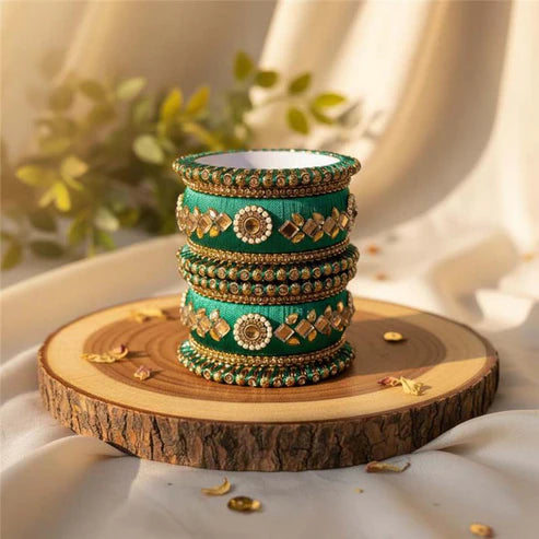 Green Color 1 Set Of Thread Bangle Inspired By Classic Indian Craftsmanship