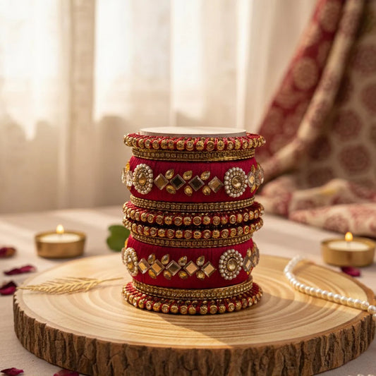 Maroon Color 1 Set Of Thread Bangle Crafted For Royal Ethnic Wardrobe Needs