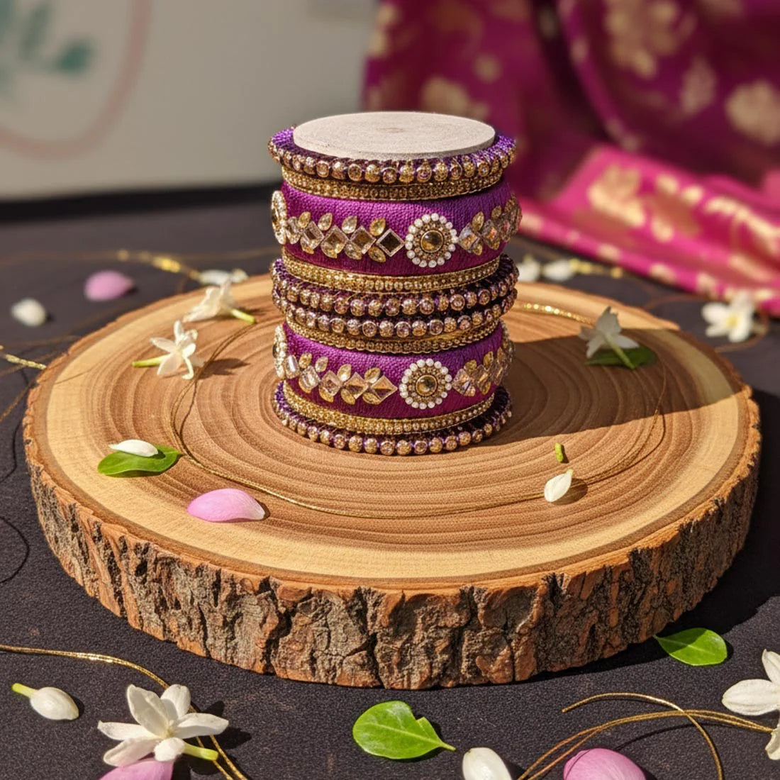 Purple Color 1 Set Of Thread Bangle Inspired By Graceful Cultural Aesthetics
