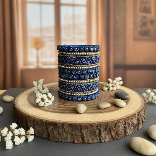 Blue Color 1 Set Of Thread Bangle With Trendy Decorative Festive Touch