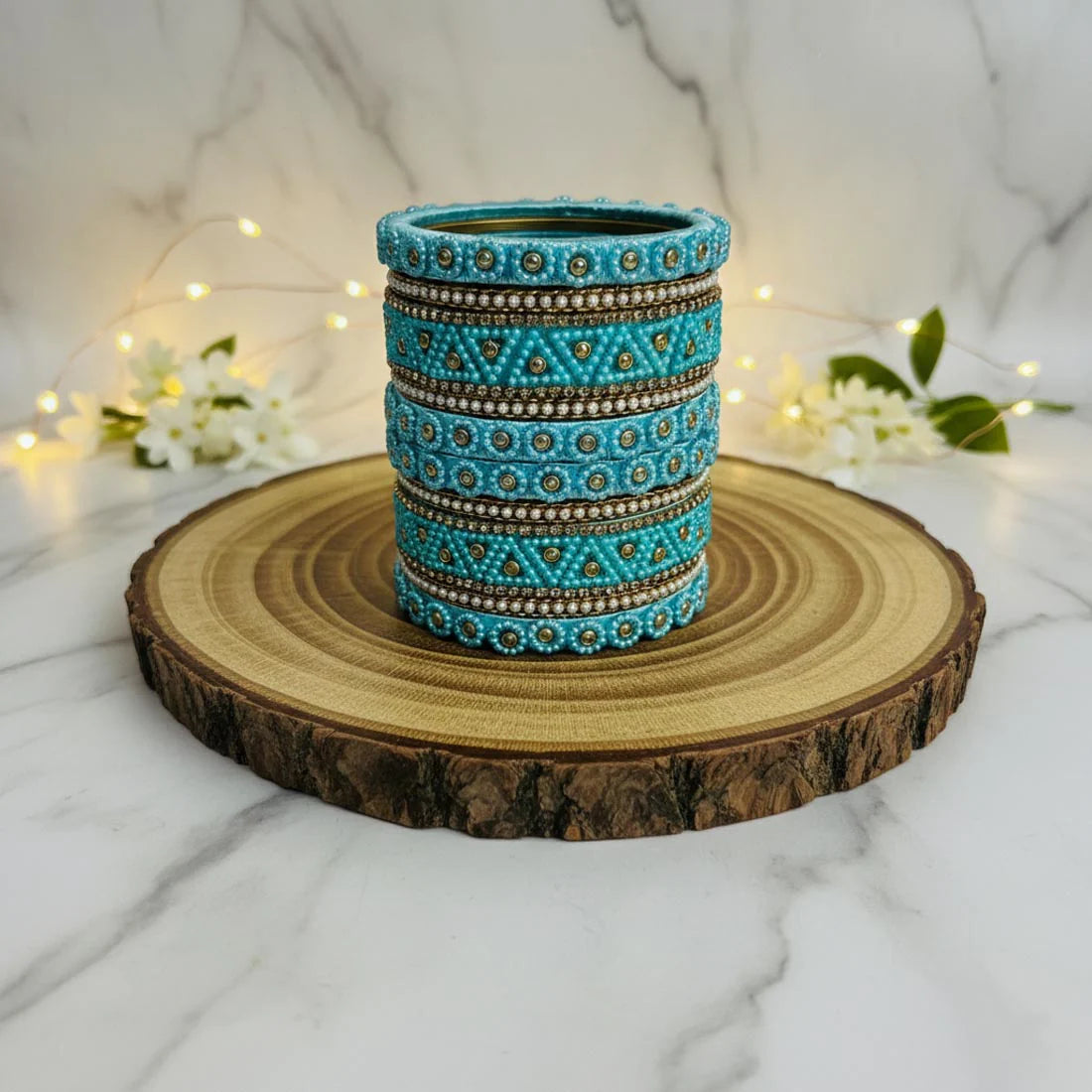 Firozi Color 1 Set Of Thread Bangle Featuring Stylish Ethnic Party Wear Look