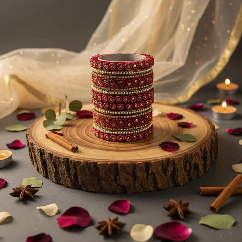 Maroon Color 1 Set Of Thread Bangle With Classic Cultural Traditional Appeal