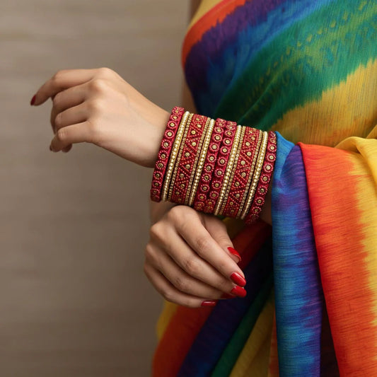 Maroon Color 1 Set Of Thread Bangle With Classic Cultural Traditional Appeal