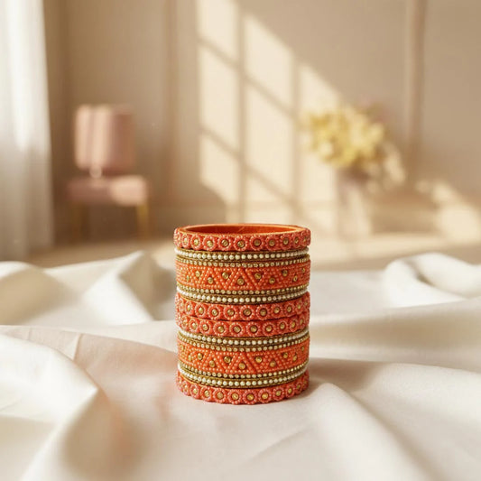 Peach Color 1 Set Of Thread Bangle Featuring Soft Elegant Ethnic Charm