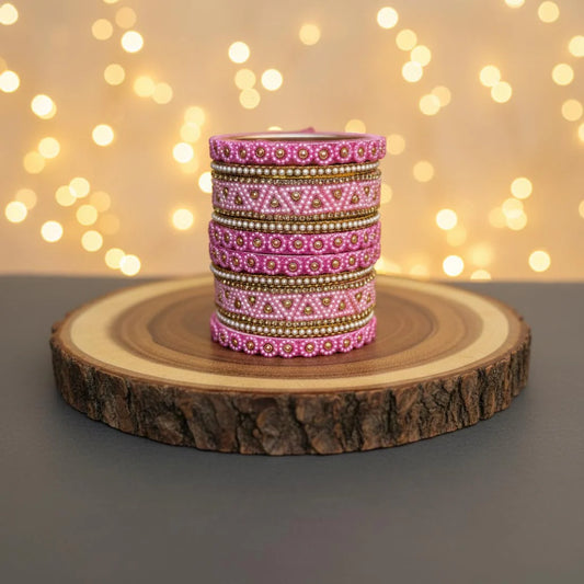 Pink Color 1 Set Of Thread Bangle With Chic Stylish Party Wear Finish