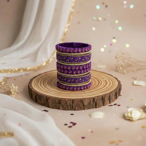 Purple Color 1 Set Of Thread Bangle Crafted For Elegant Ethnic Occasion Styling