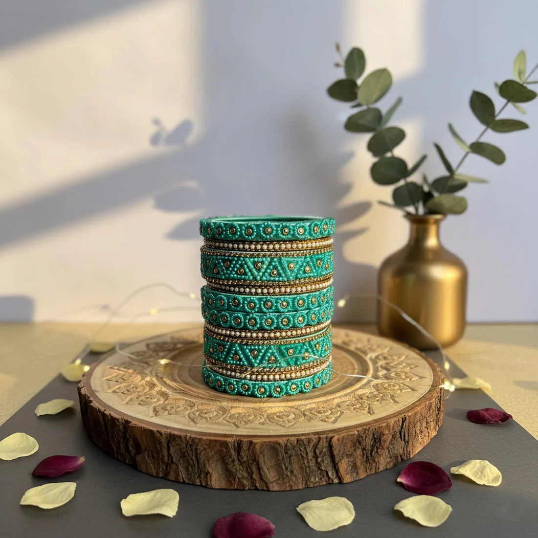 Rama Green Color 1 Set Of Thread Bangle With Elegant Traditional Festive Design