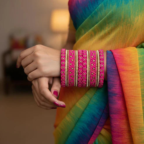 Rani Color 1 Set Of Thread Bangle With Royal Inspired Wedding Special Finish