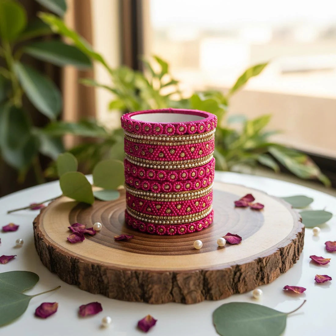 Rani Color 1 Set Of Thread Bangle With Royal Inspired Wedding Special Finish