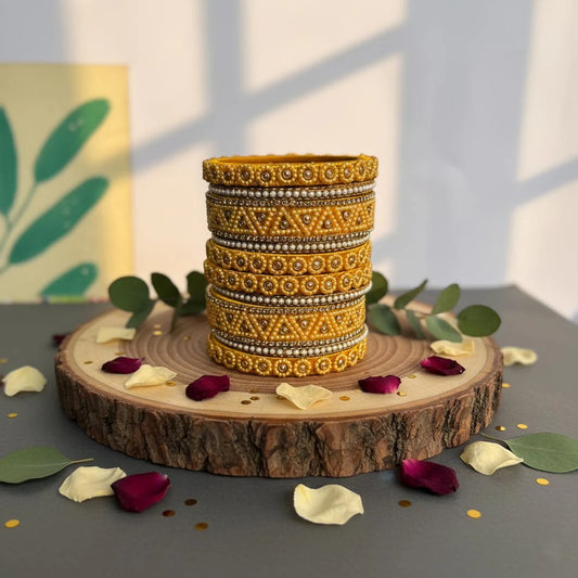 Yellow Color 1 Set Of Thread Bangle Designed For Bright Festive Celebration Wear