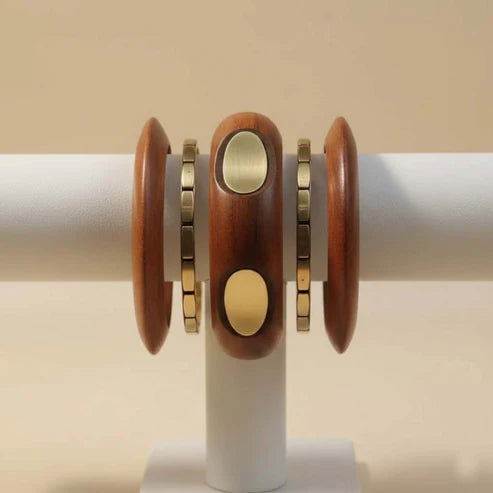 Brown Color Single Hand 1 Set Of Wooden Bangle Size: 2.6