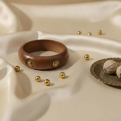 Brown Color Single Hand 1 Piece Of Wooden Bangle Size: 2.6