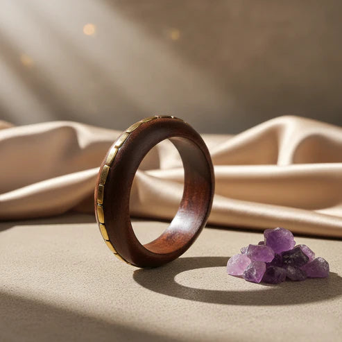 Brown Color Single Hand 1 Piece Of Wooden Bangle Size: 2.6