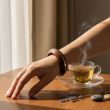 Brown Color Single Hand 1 Piece Of Wooden Bangle Size: 2.6